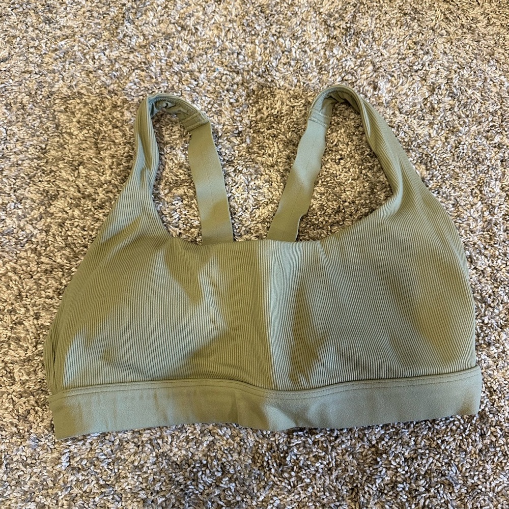 Ribbed Sports Bra in Olive - Women Intimates
